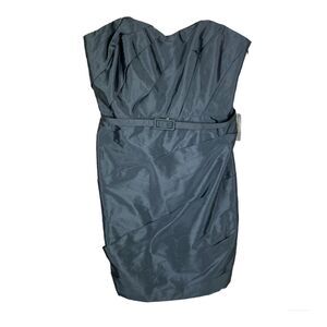 Monique Lhuillier Dress Sz 14 Charcoal Gray Strapless Short Bridesmaid Ruched